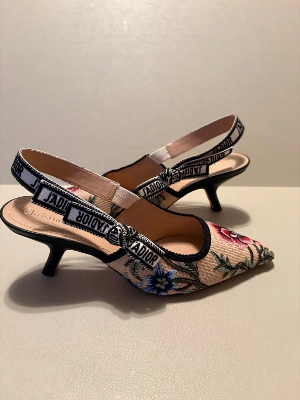 Christian Dior J’Adior Embroidered Slingback Pumps – Floral – Size 38 - Picture 10 of 11